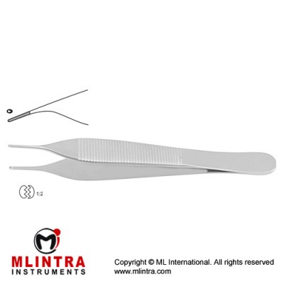 Mini-Adson Dissecting Forceps Angled - 1 x 2 Teeth Stainless Steel, 12 cm - 4 3/4"